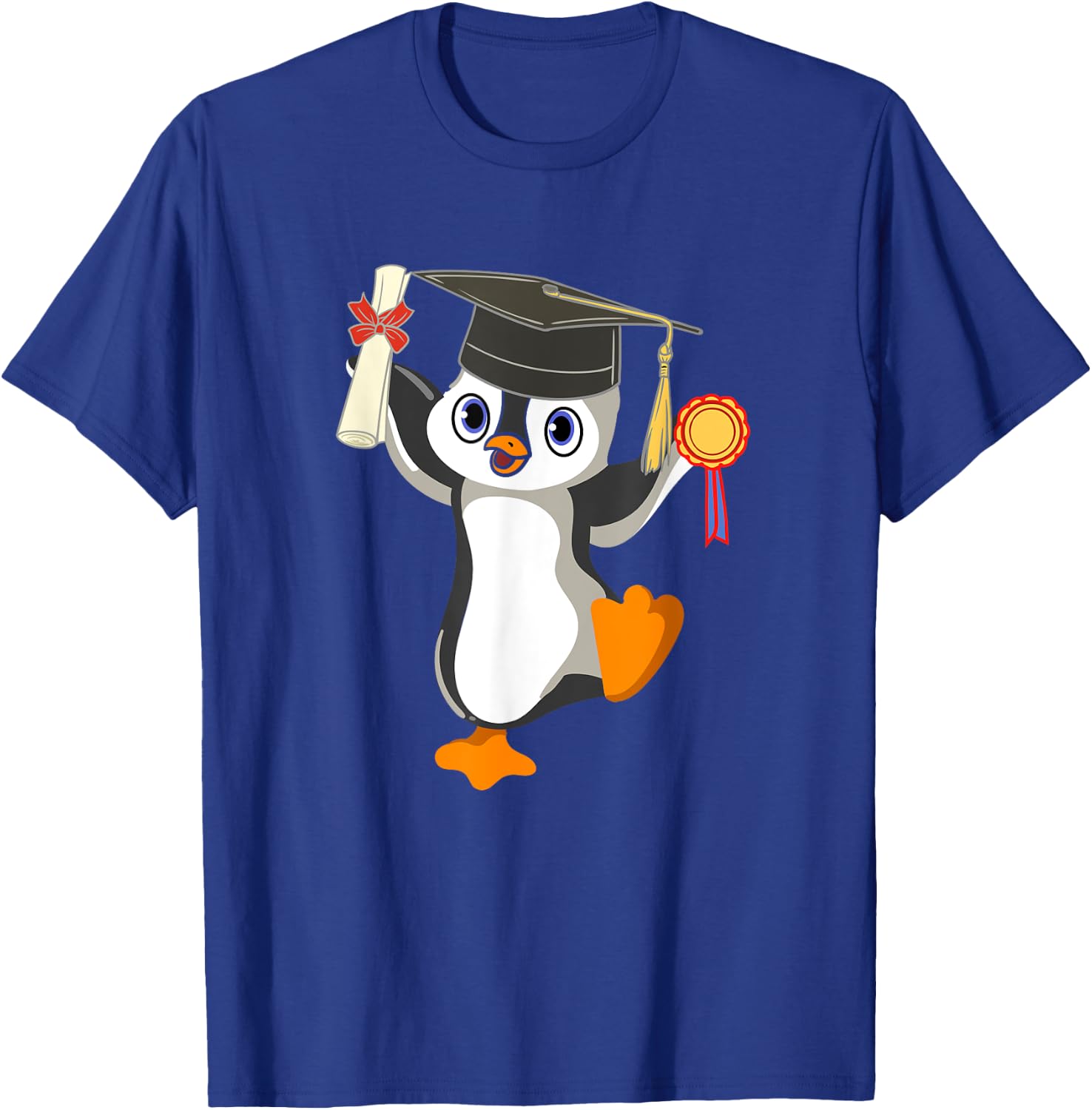 Cute Penguin Dancing Graduation Cap Certificate Fun Graduate T-Shirt - T-Shirt | Royal