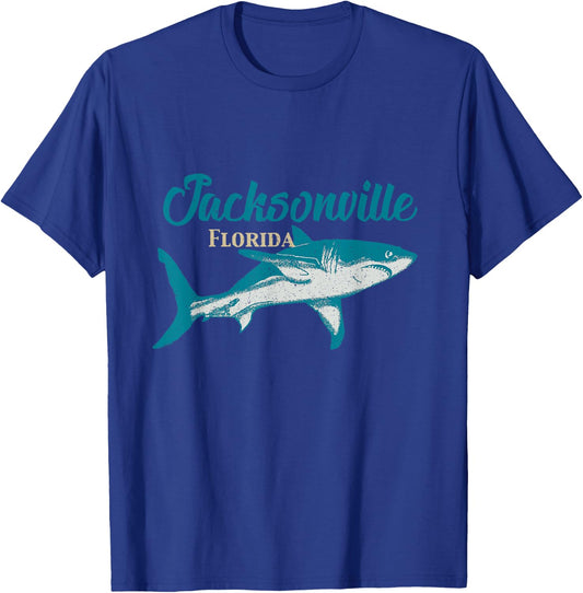 Vintage Distressed Jacksonville Florida Shark FL Souvenir T-Shirt - T-Shirt | Royal