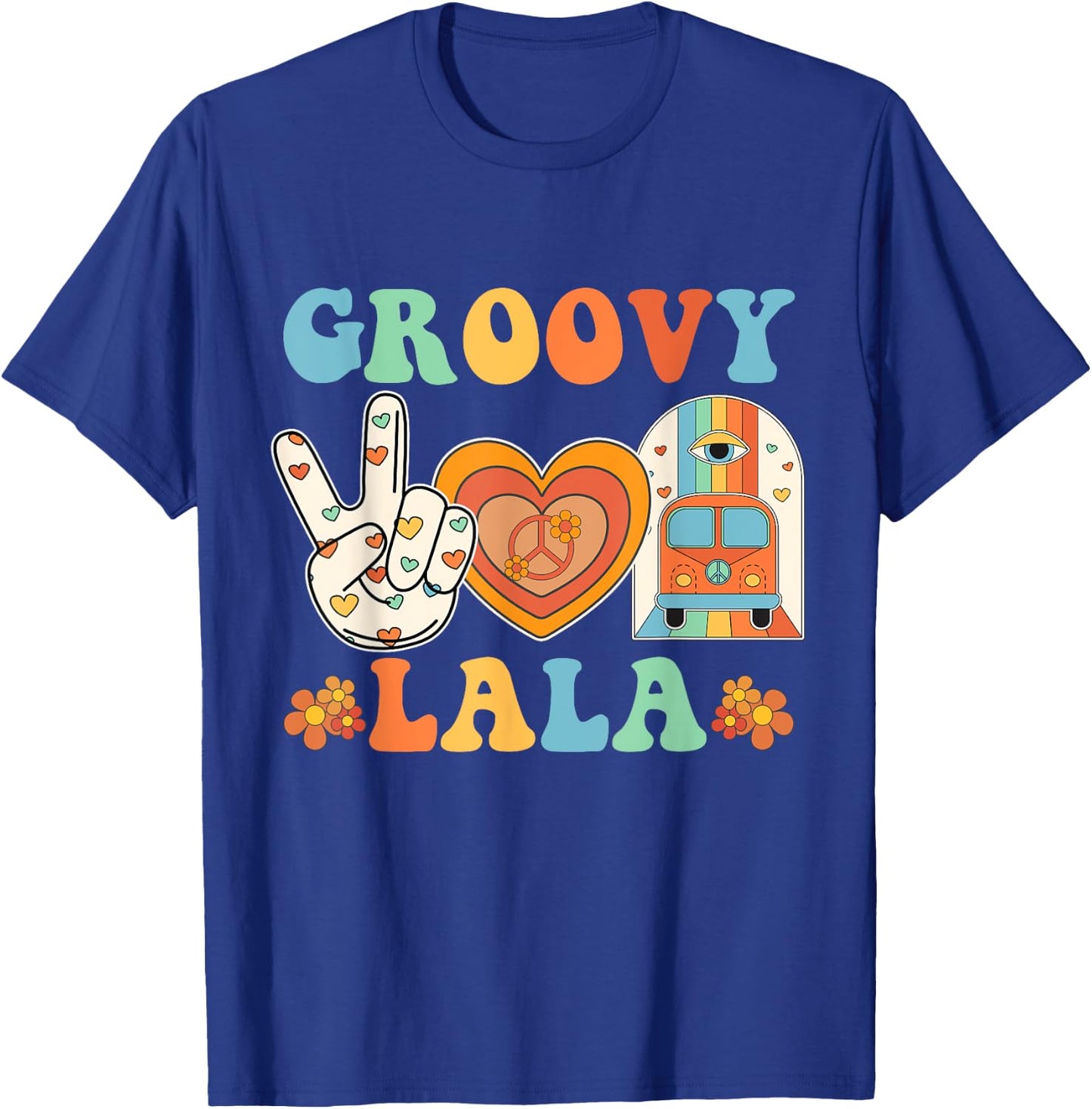 Retro Groovy Lala Grandma Hippie Family Matching Mothers Day T-Shirt - T-Shirt | Royal