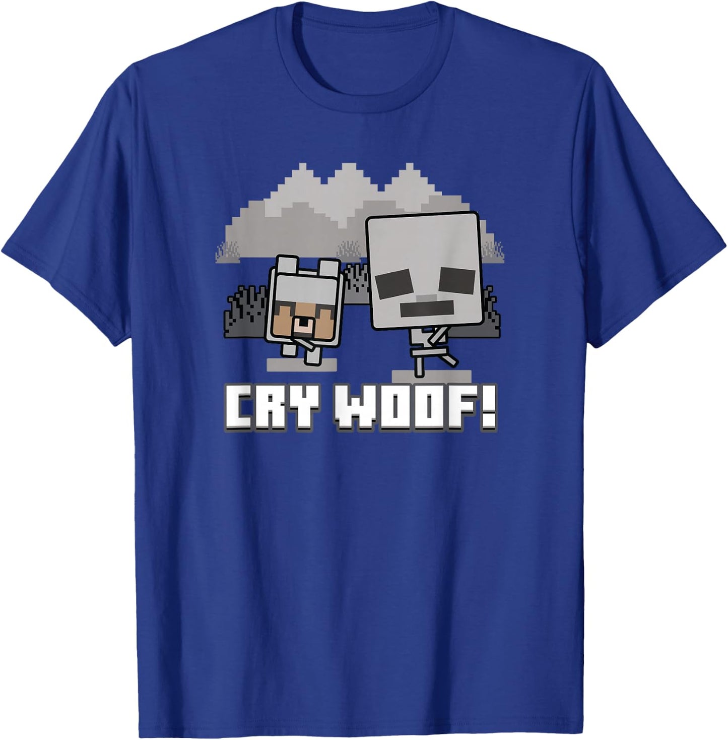 Minecraft Skeleton And Wolf Cry Woof! Poster T-Shirt - T-Shirt | Royal