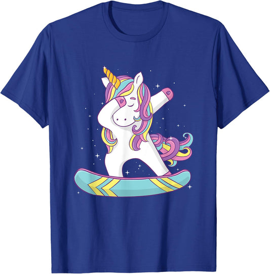 Unicorn Dabbing Snowboarder - Snowboard Snowboarding Lover T-Shirt - T-Shirt | Royal