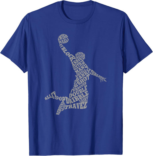 Threadrock Basketball Player Typography Word Art T-Shirt - T-Shirt | Royal
