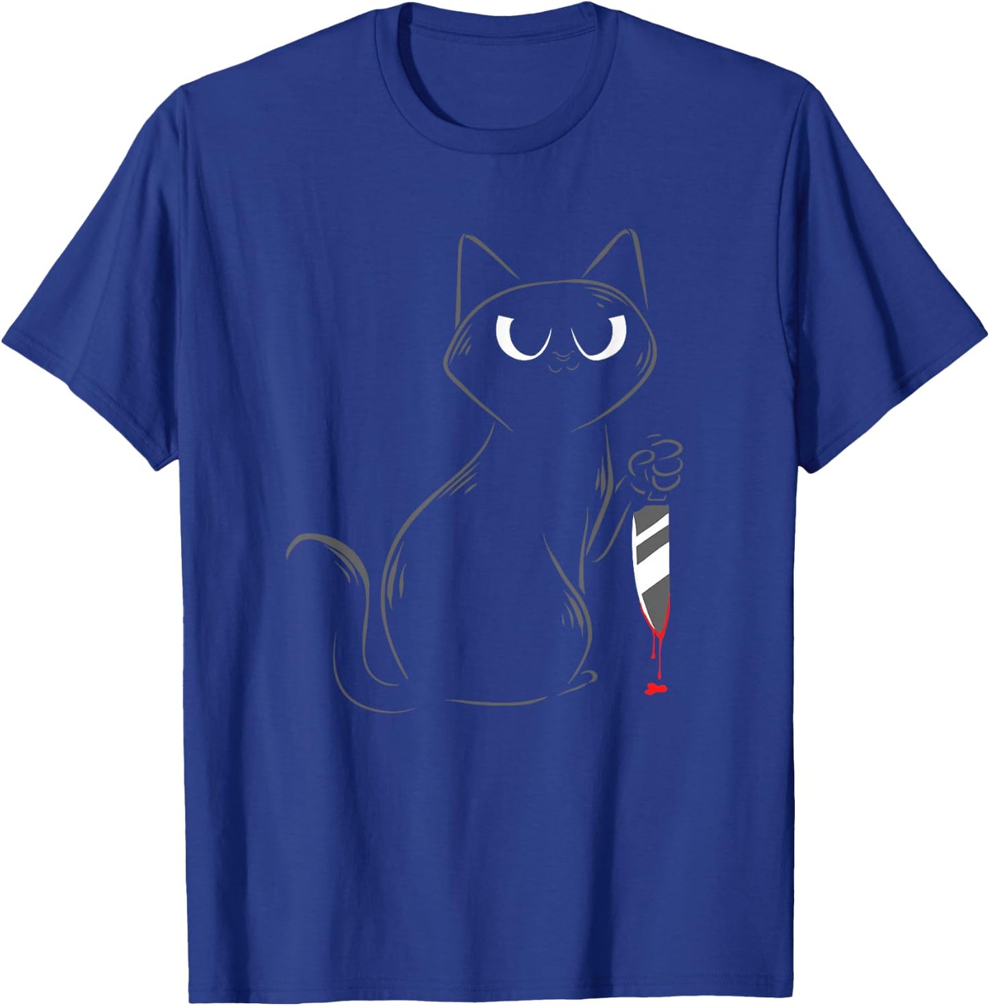 Stabby Cat Creepy Murderous Kitten Lovers Keepers Owners T-Shirt - T-Shirt | Royal