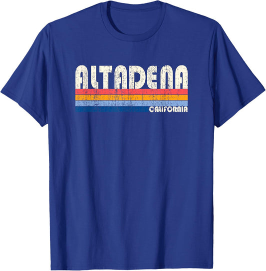 Vintage Retro 70s 80s Style Hometown of Altadena, CA T-Shirt - T-Shirt | Royal