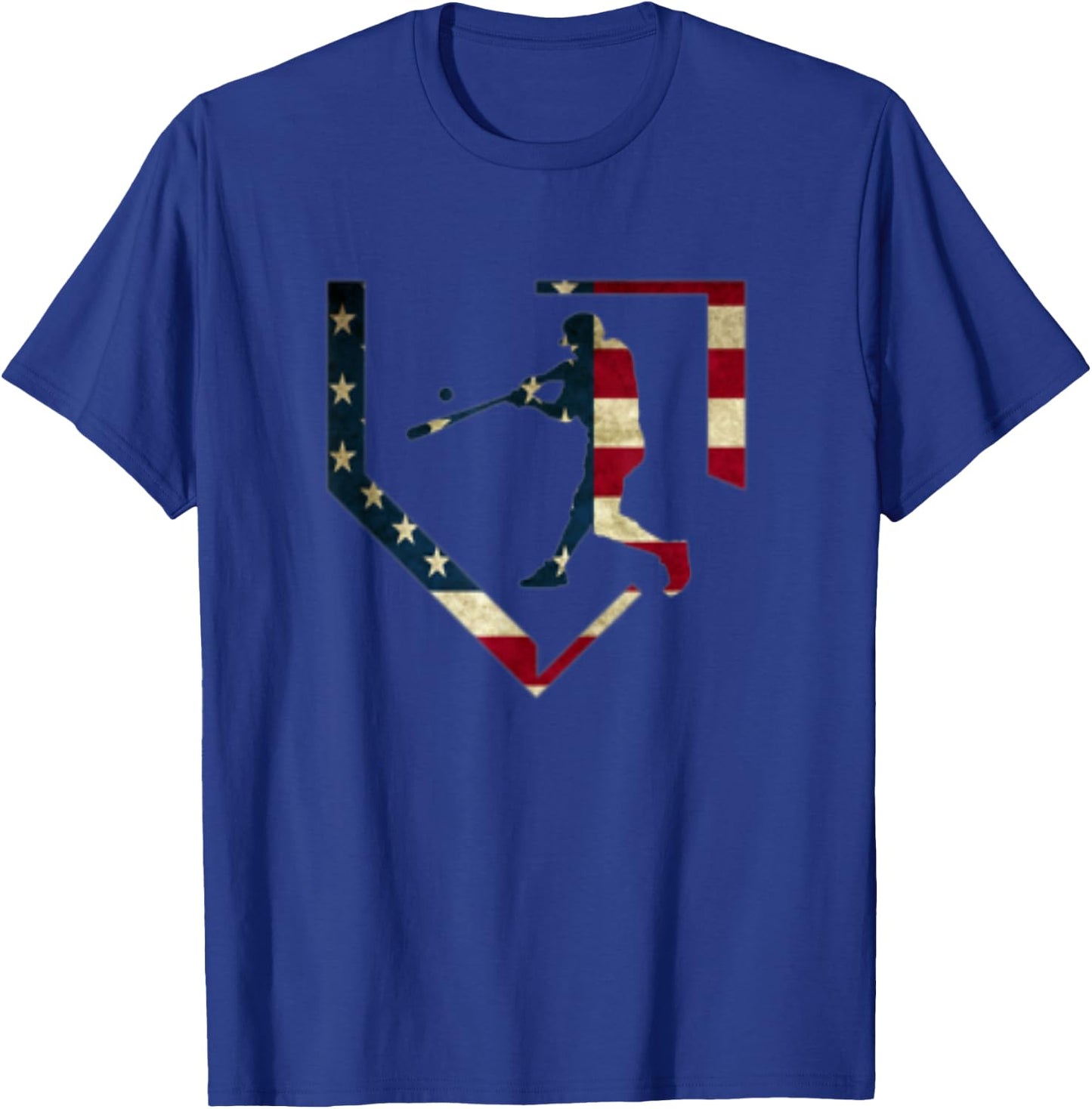 High School Baseball Season College Ball Player USA Flag T-Shirt - T-Shirt | Royal