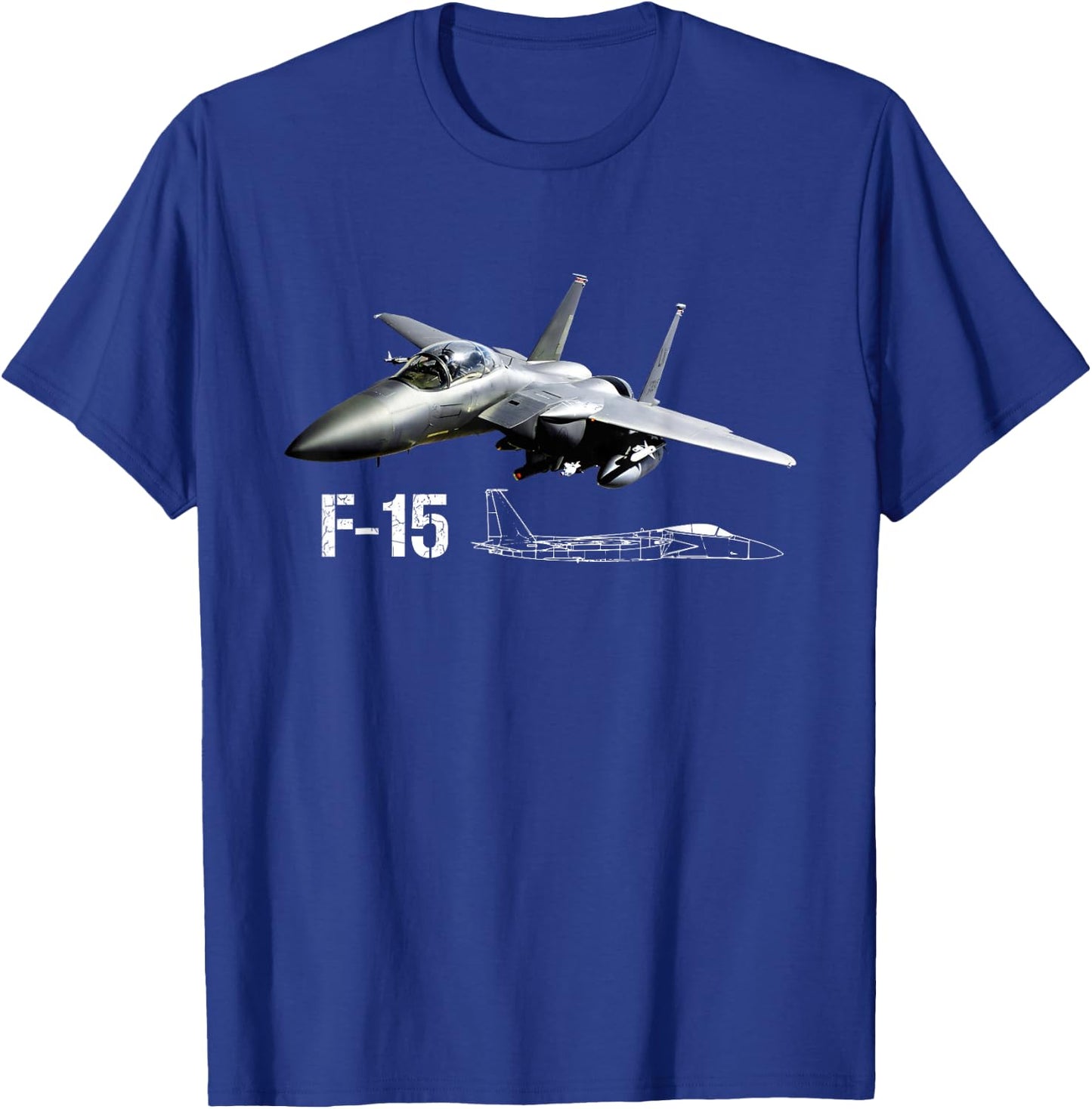 F-15 Eagle Jet Military Stealth Blueprint Fighter Jet T-Shirt - T-Shirt | Royal