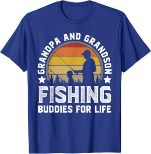 Grandpa and Grandson Fishing Buddies for Life - Matching T-Shirt - T-Shirt | Royal