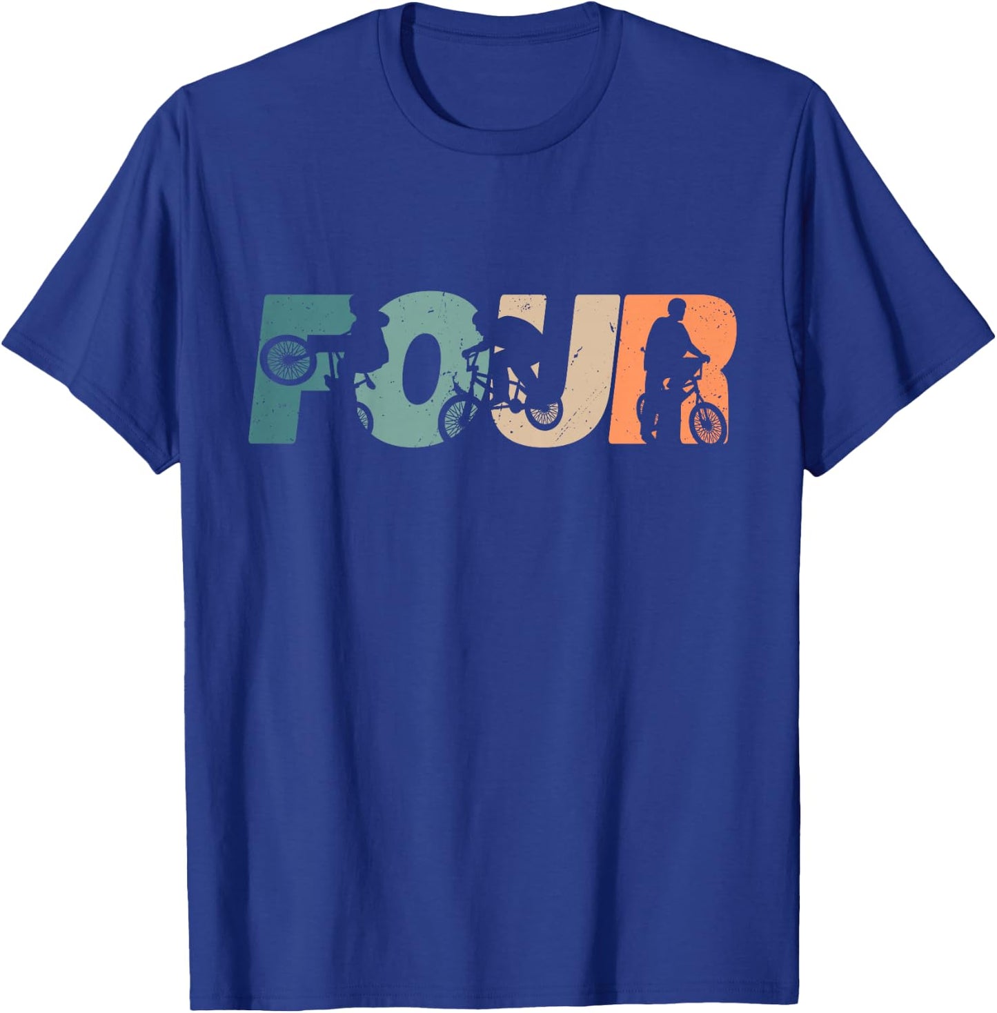 4 Year Old BMX Rider Birthday Party Boys Dirt Biking 4th T-Shirt - T-Shirt | Royal