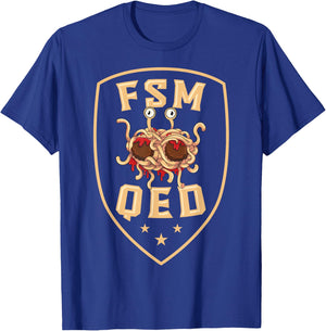 Flying Spaghetti Monster Pastafari Pastafarian FSM QED T-Shirt - T-Shirt | Royal