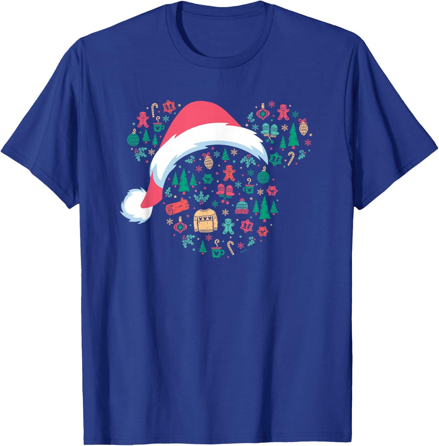 Disney Mickey Mouse Head Icon Christmas Holiday Santa Hat T-Shirt - T-Shirt | Royal