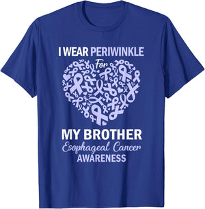 I Wear Periwinkle For My Brother Esophageal Cancer Awareness T-Shirt - T-Shirt | Royal
