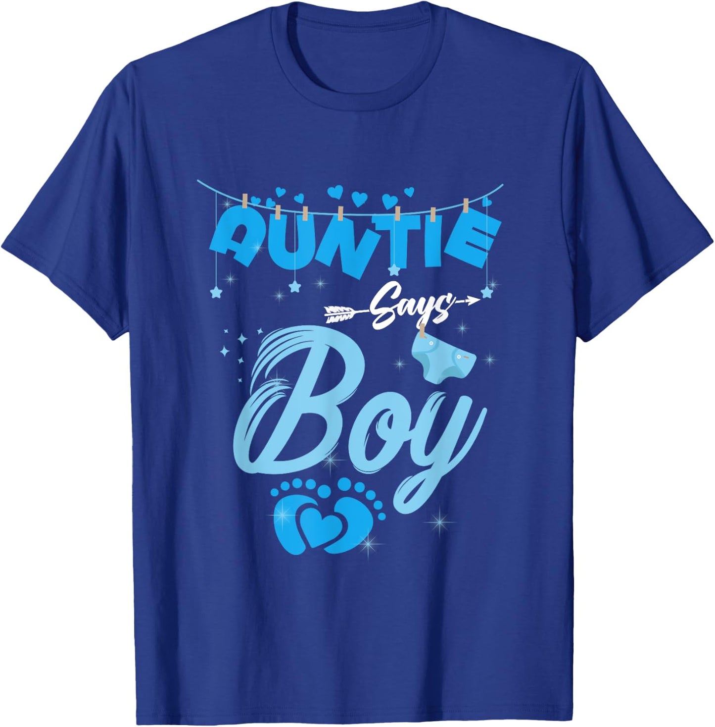 Gender Reveal Auntie Says Boy Baby Matching Family Set T-Shirt - T-Shirt | Royal