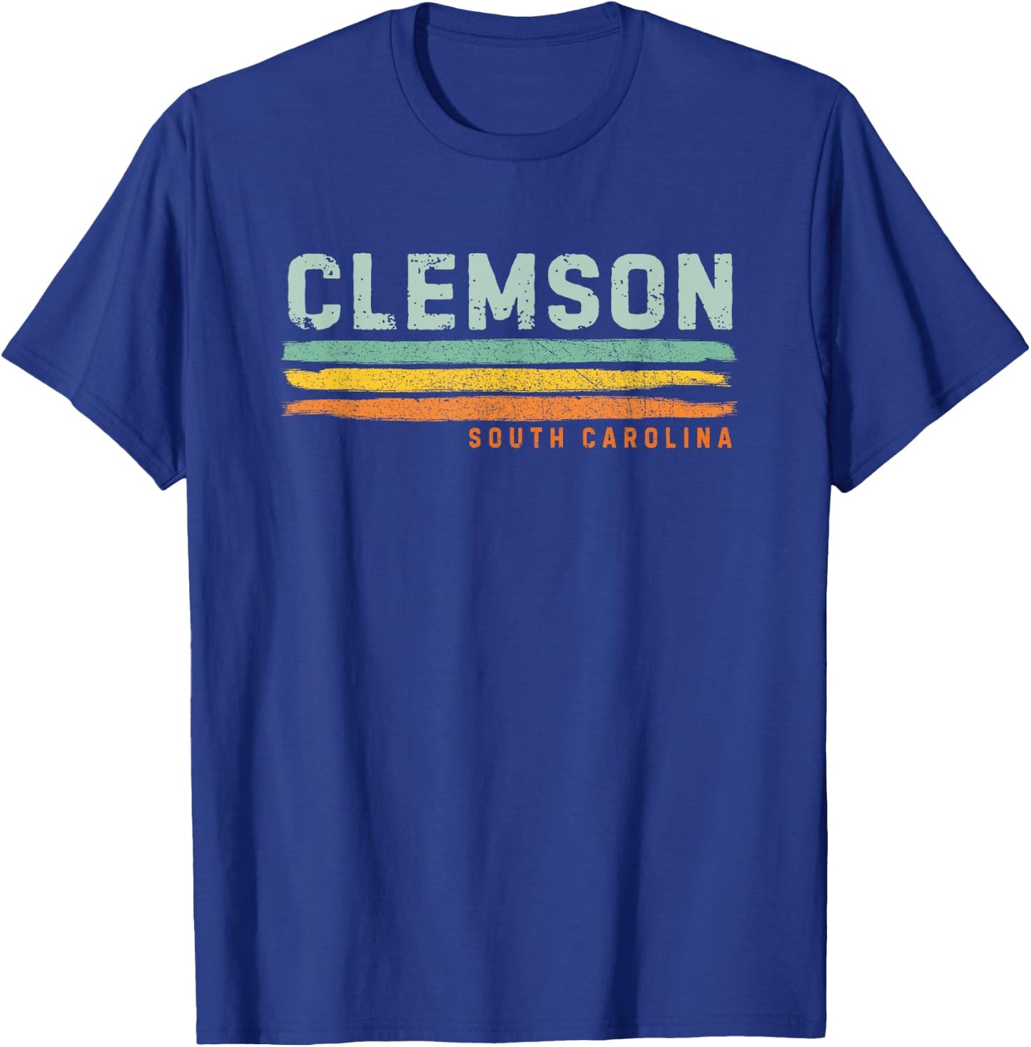 Vintage Stripes Clemson SC T-Shirt - T-Shirt | Royal