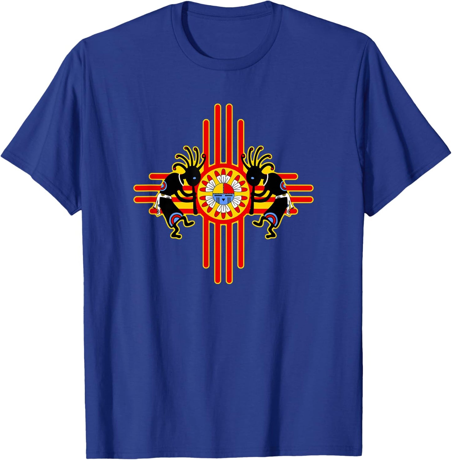 Native American Kokopelli Kachina Zia Symbol 2 - Fan Fun T-Shirt - T-Shirt | Royal
