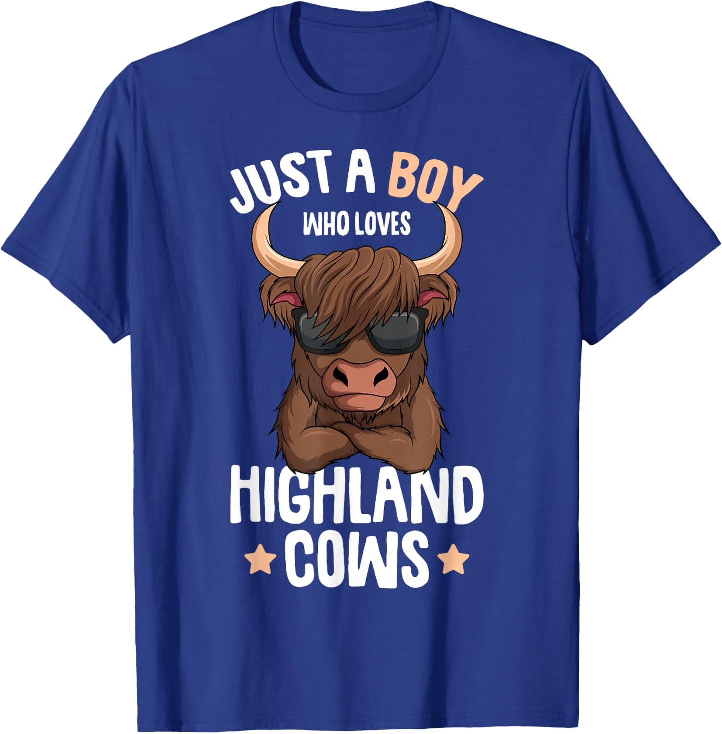 Just A Boy Who Loves Highland Cows Kids T-Shirt - T-Shirt | Royal