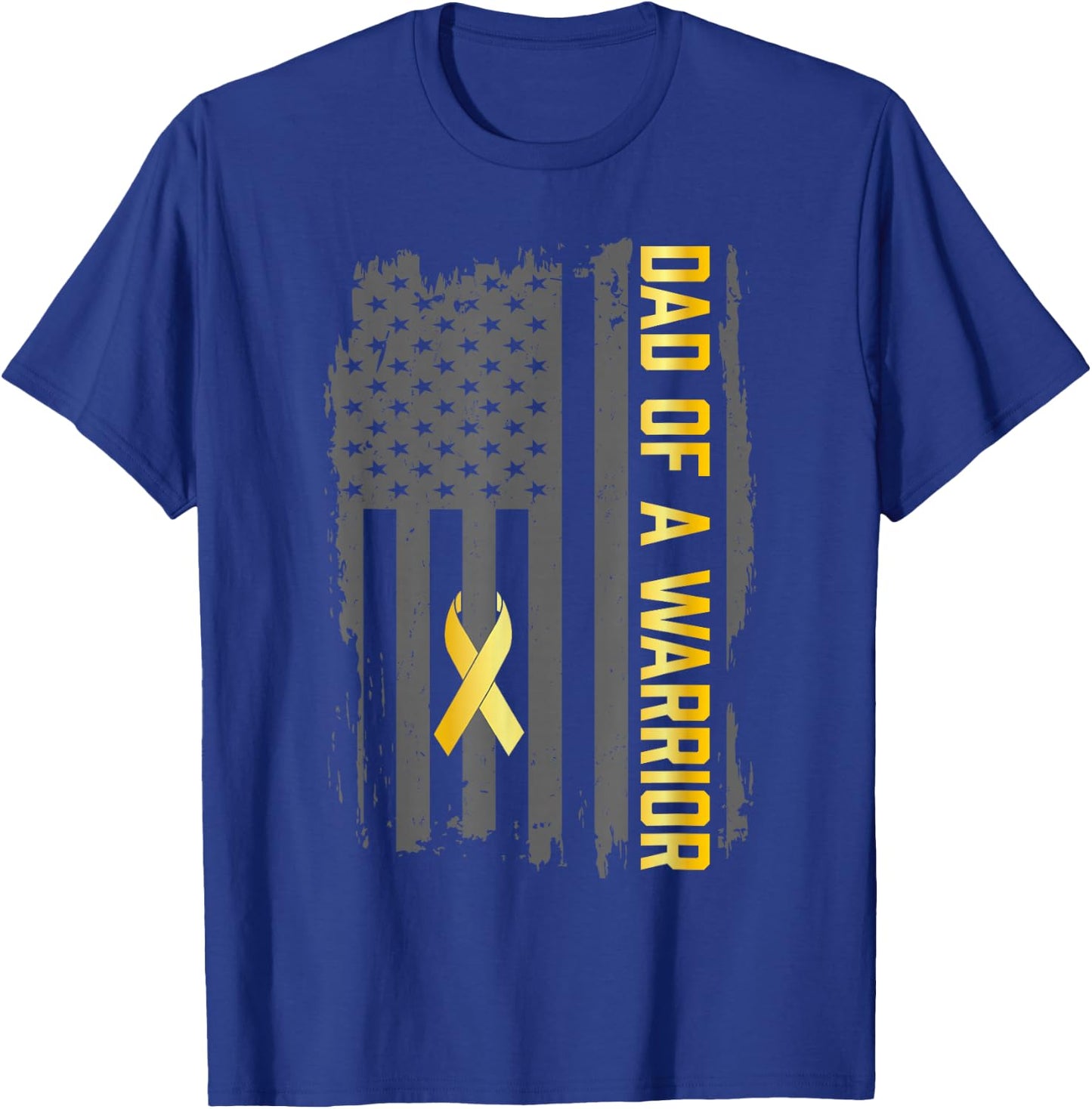 Childhood Cancer Usa Flag Dad of a Warrior Childhood Cancer T-Shirt - T-Shirt | Royal