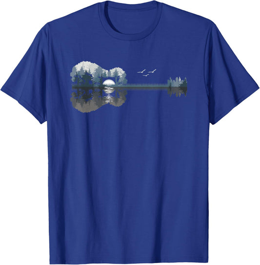 Acoustic Guitar Lake Music Guitarist Musician Men Women T-Shirt - T-Shirt | Royal