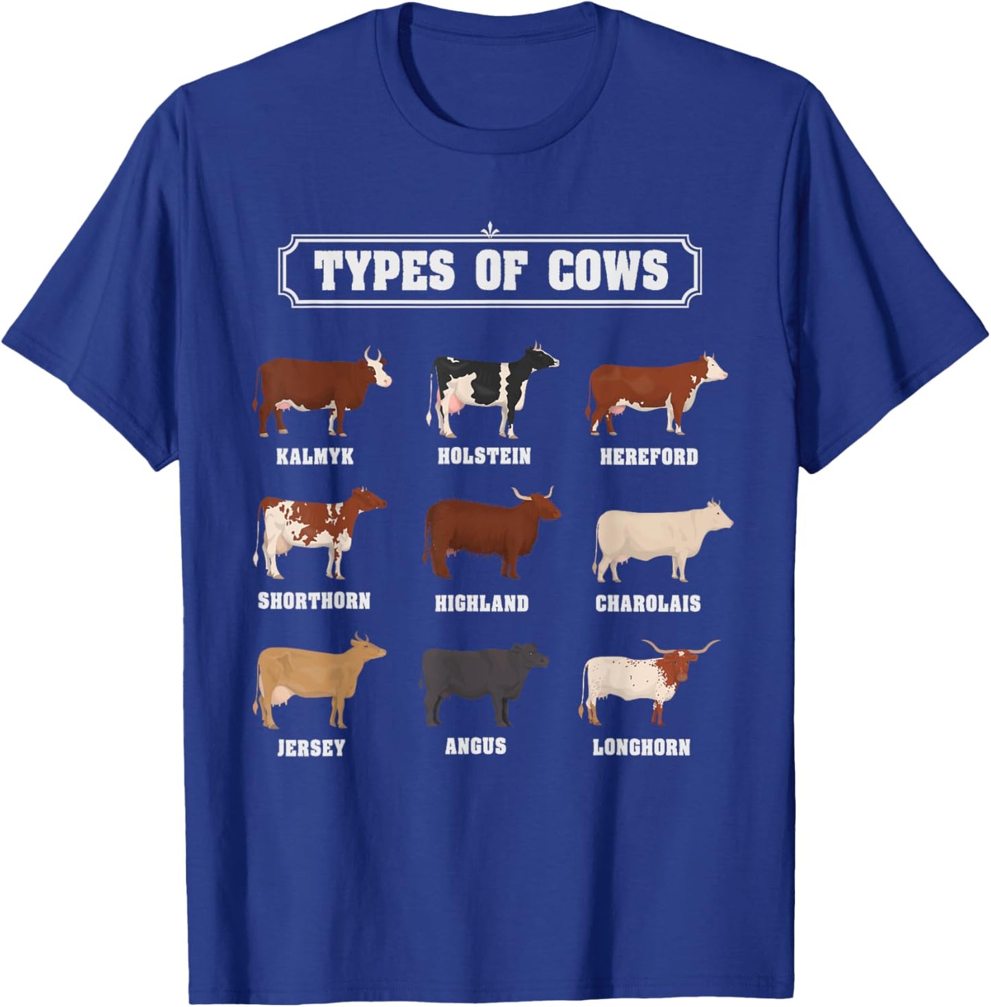 Types Of Cow & Cattle Ideas For Kids & Boys Farmer Costume T-Shirt - T-Shirt | Royal