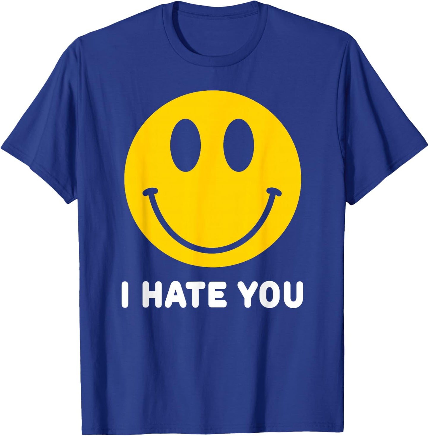 Retro Vintage Yellow Happy Smile Face Emoticon I Hate You T-Shirt - T-Shirt | Royal