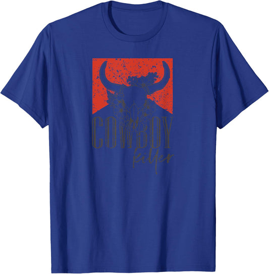 Western Cowgirl, addled Cowboy Killers Bull keratin T-Shirt - T-Shirt | Royal