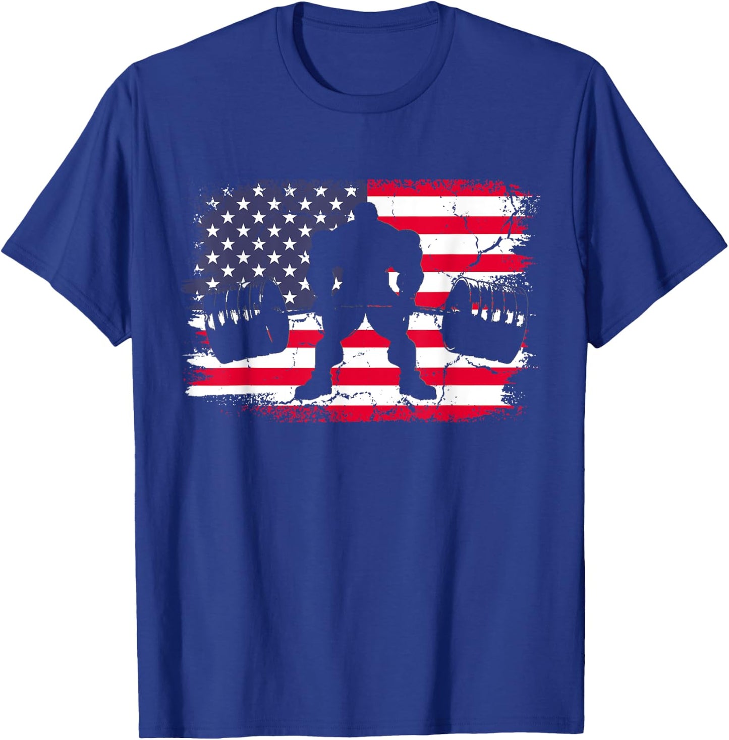 Gym Deadlift Powerlift With USA American Flag T-Shirt - T-Shirt | Royal