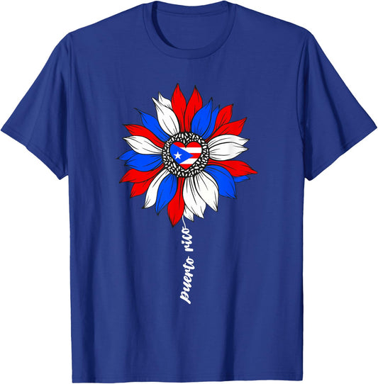 Puerto Rican Sunflower Heritage Puerto Rico PR Flag Boricua T-Shirt - T-Shirt | Royal