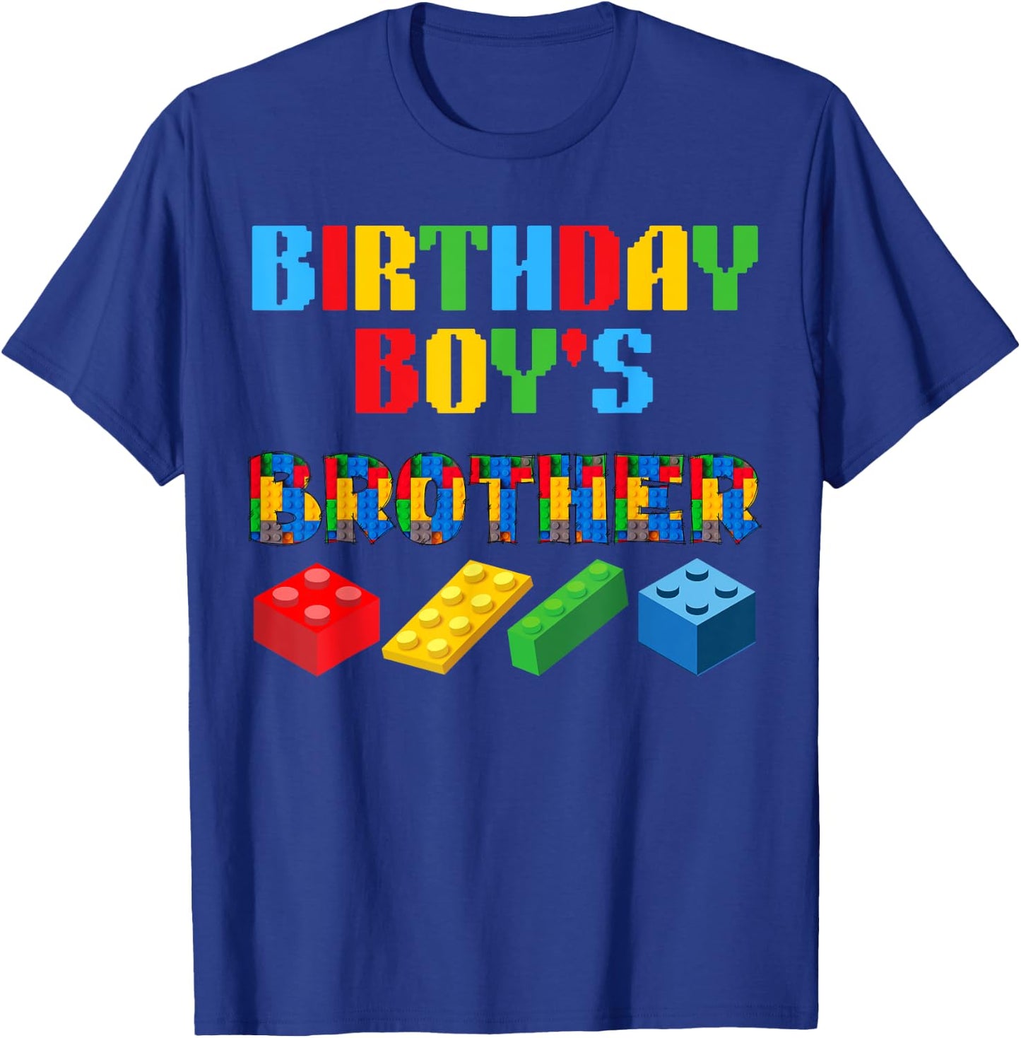 Brother Birthday Boy's Blocks Building Master Builder Funny T-Shirt - T-Shirt | Royal