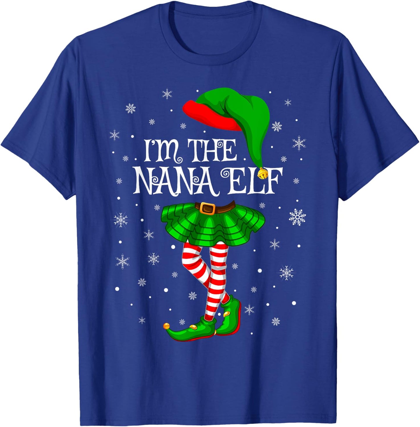 Family Matching Women Girls I'm The Nana Elf Christmas T-Shirt - T-Shirt | Royal
