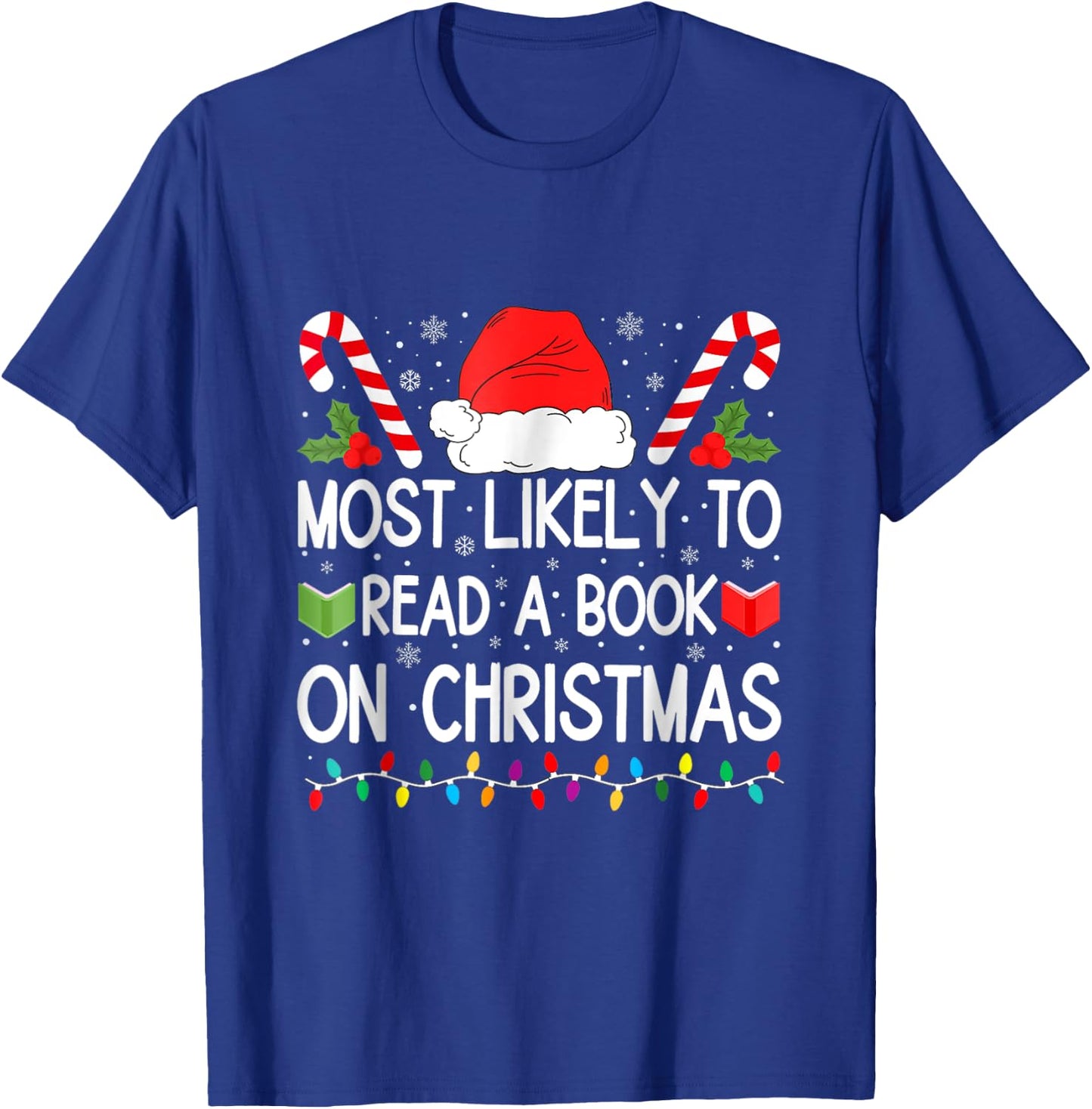 Most Likely To Read A Book On Christmas Matching Family T-Shirt - T-Shirt | Royal