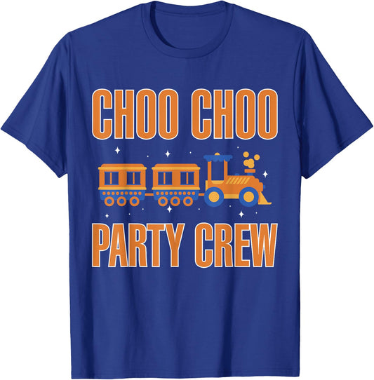Choo Choo Party Crew Railway Train Birthday T-Shirt - T-Shirt | Royal