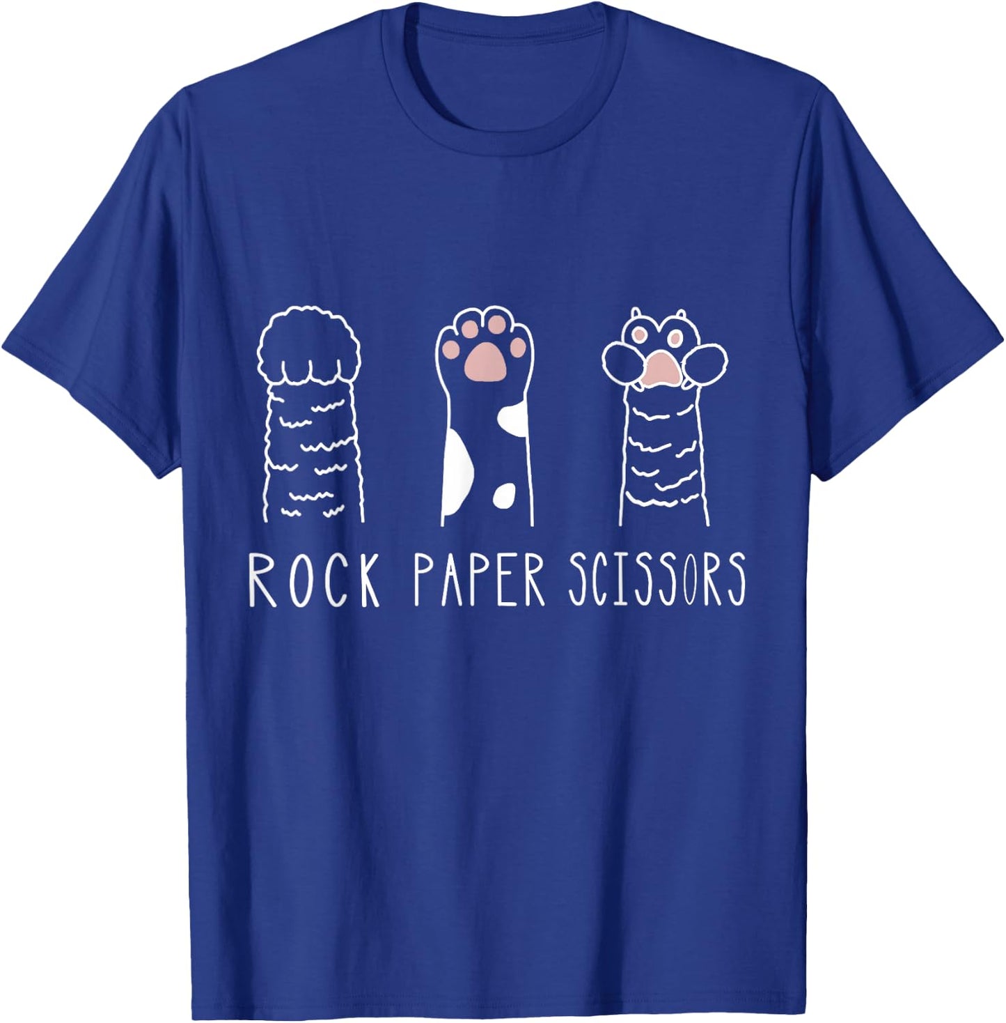 Rock Paper Scissors Cat Paw Hand Game T-Shirt - T-Shirt | Royal