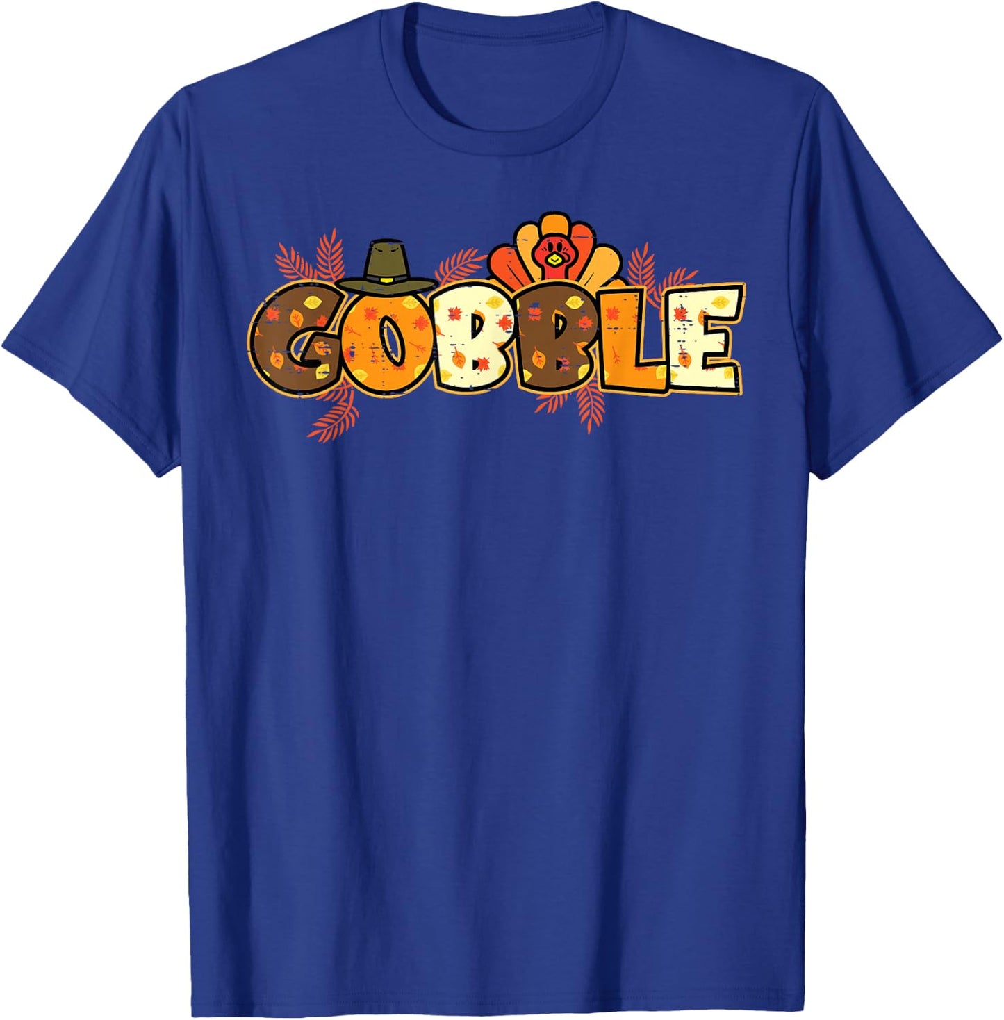 Gobble Turkey Cute Happy Thanksgiving Day Men Women Kids T-Shirt - T-Shirt | Royal