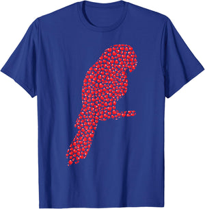 Parrot Bird Lover Heart Shape Parrot Valentine's Day T-Shirt - T-Shirt | Royal