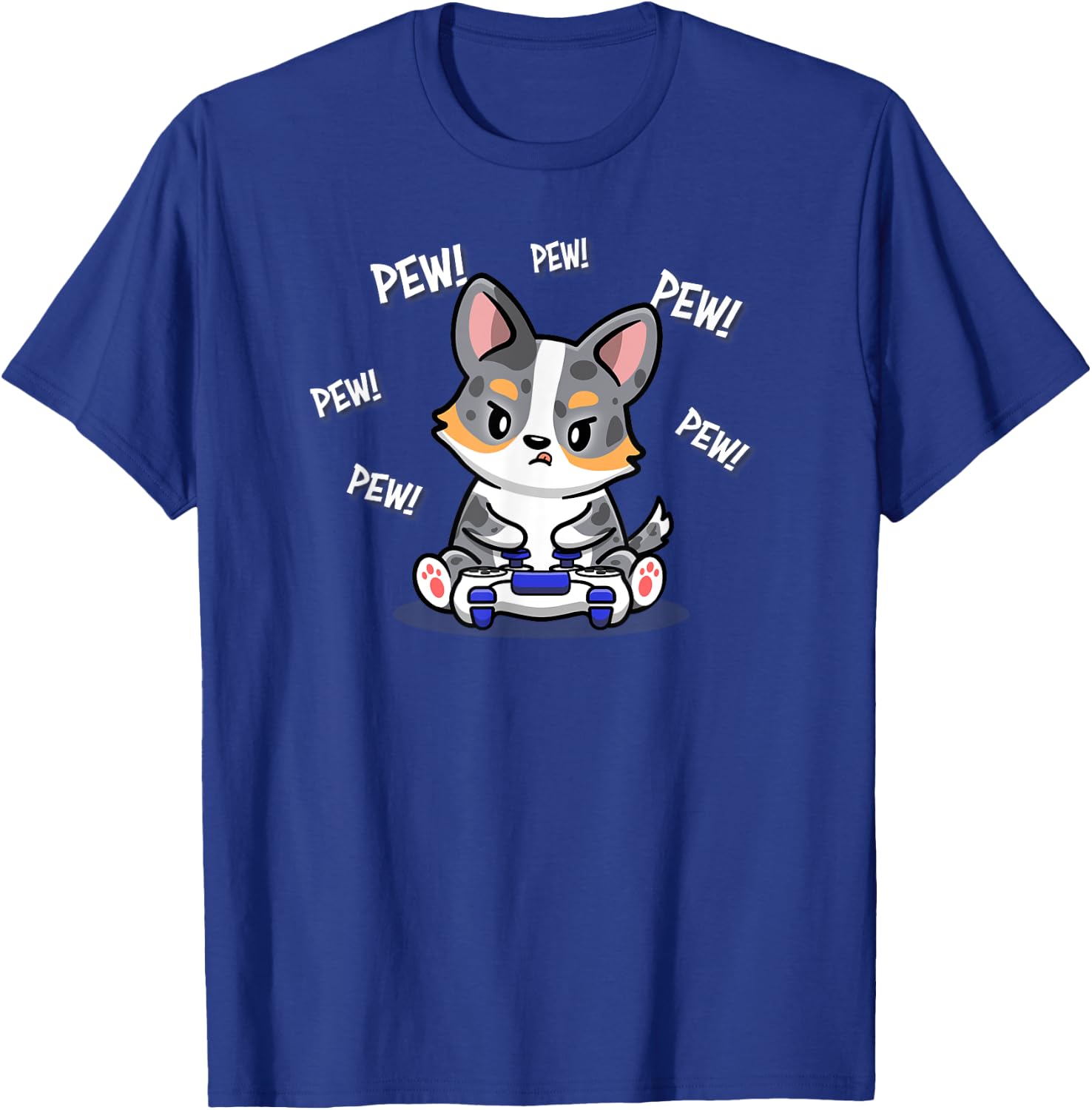 Funny Video Game Pew Kawaii Cardigan Blue Merle Corgi Lover T-Shirt - T-Shirt | Royal