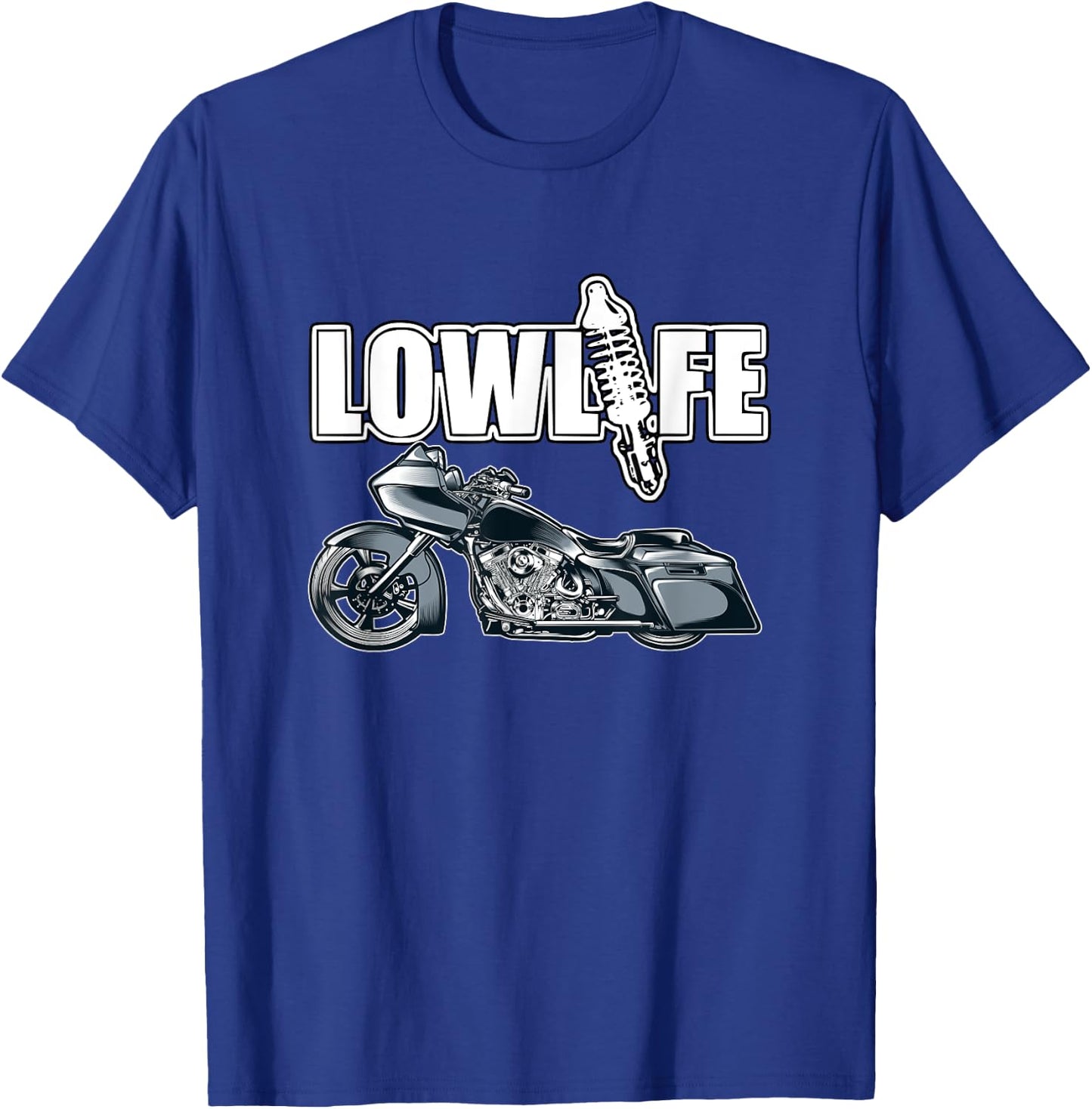 Lowlife Bagger Motorcycle . Chicano Vicla, Lowrider Bikes T-Shirt - T-Shirt | Royal