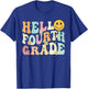 Groovy Hello 4th Fourth Grade Back To School Teacher Student T-Shirt - T-Shirt | Royal