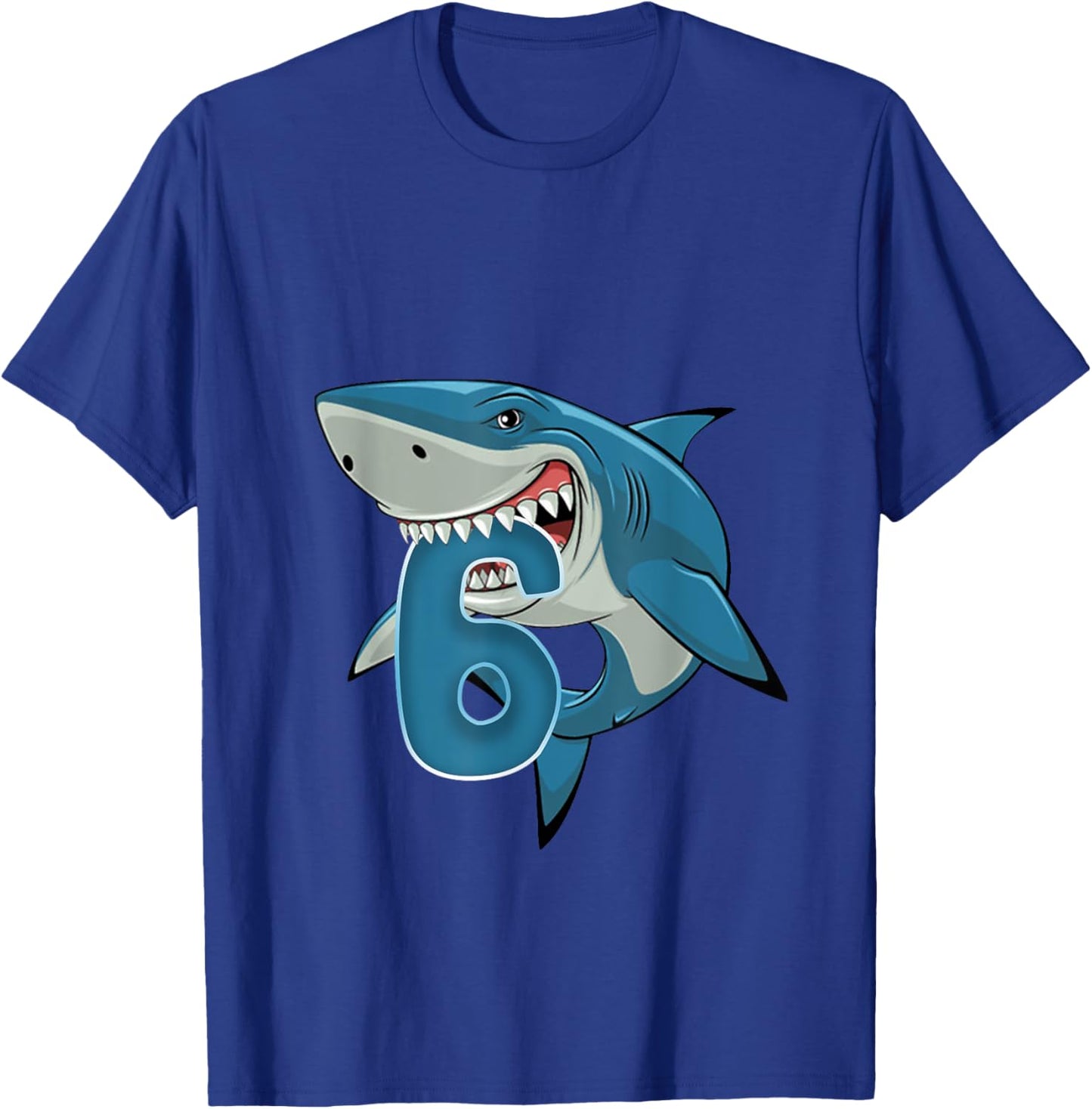 Kids 6 Year Old Shark Shirt 6th Birthday Shark Theme Party T-Shirt - T-Shirt | Royal