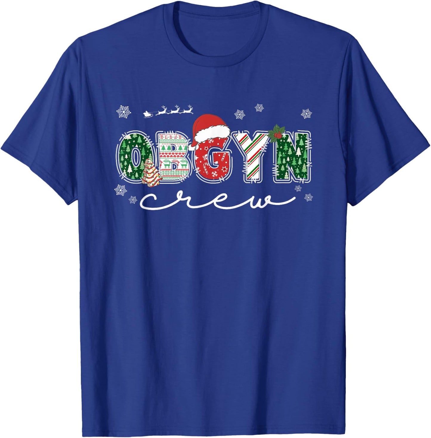 OBGYN Crew Christmas OB Nurse Santa Hat Holiday Pajama T-Shirt - T-Shirt | Royal