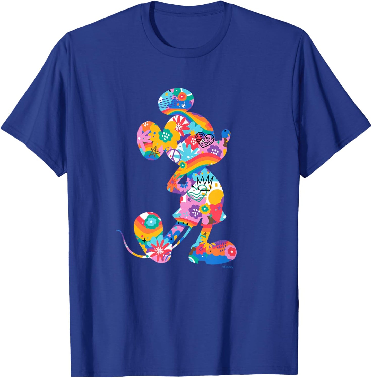 Disney Mickey Mouse Pride Pose Rainbow Icon Fill Doodles T-Shirt - T-Shirt | Royal
