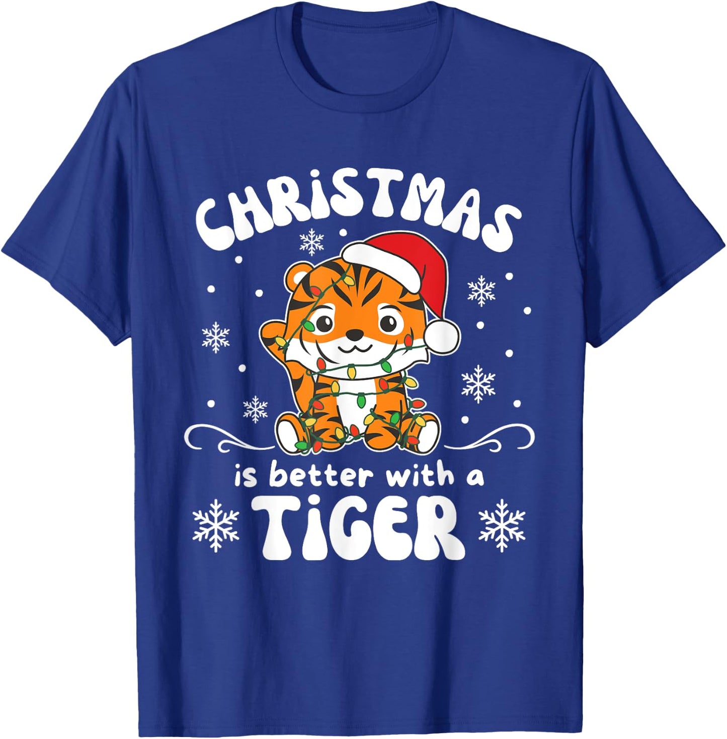 Christmas Is Better With A Tiger Cute Tigers T-Shirt - T-Shirt | Royal