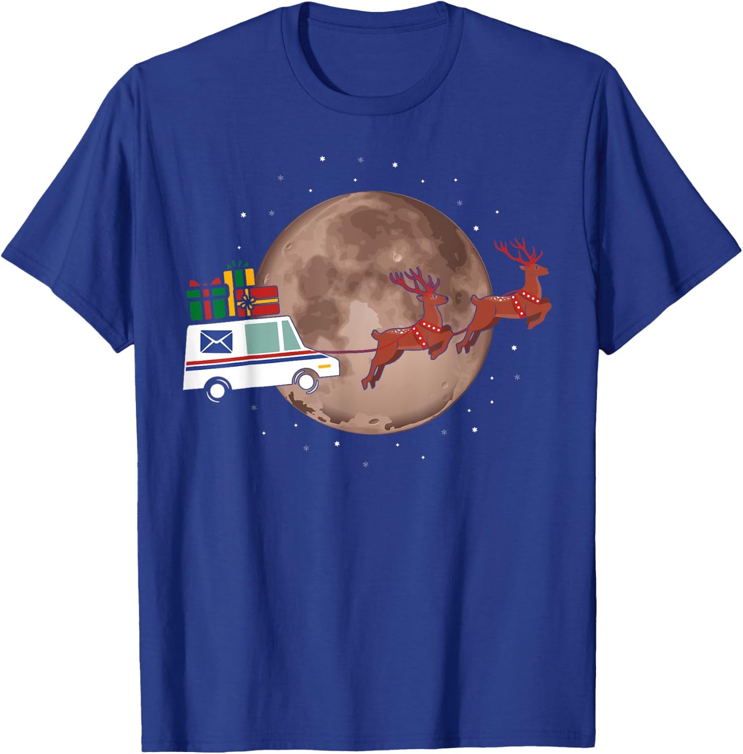 Mail Truck to the Moon Postal Workers Christmas Funny T-Shirt - T-Shirt | Royal