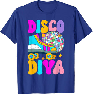 Roller Skating Disco Diva Skate Girl 70s Retro T-Shirt - T-Shirt | Royal