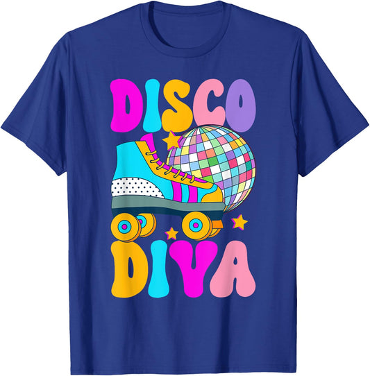 Roller Skating Disco Diva Skate Girl 70s Retro T-Shirt - T-Shirt | Royal
