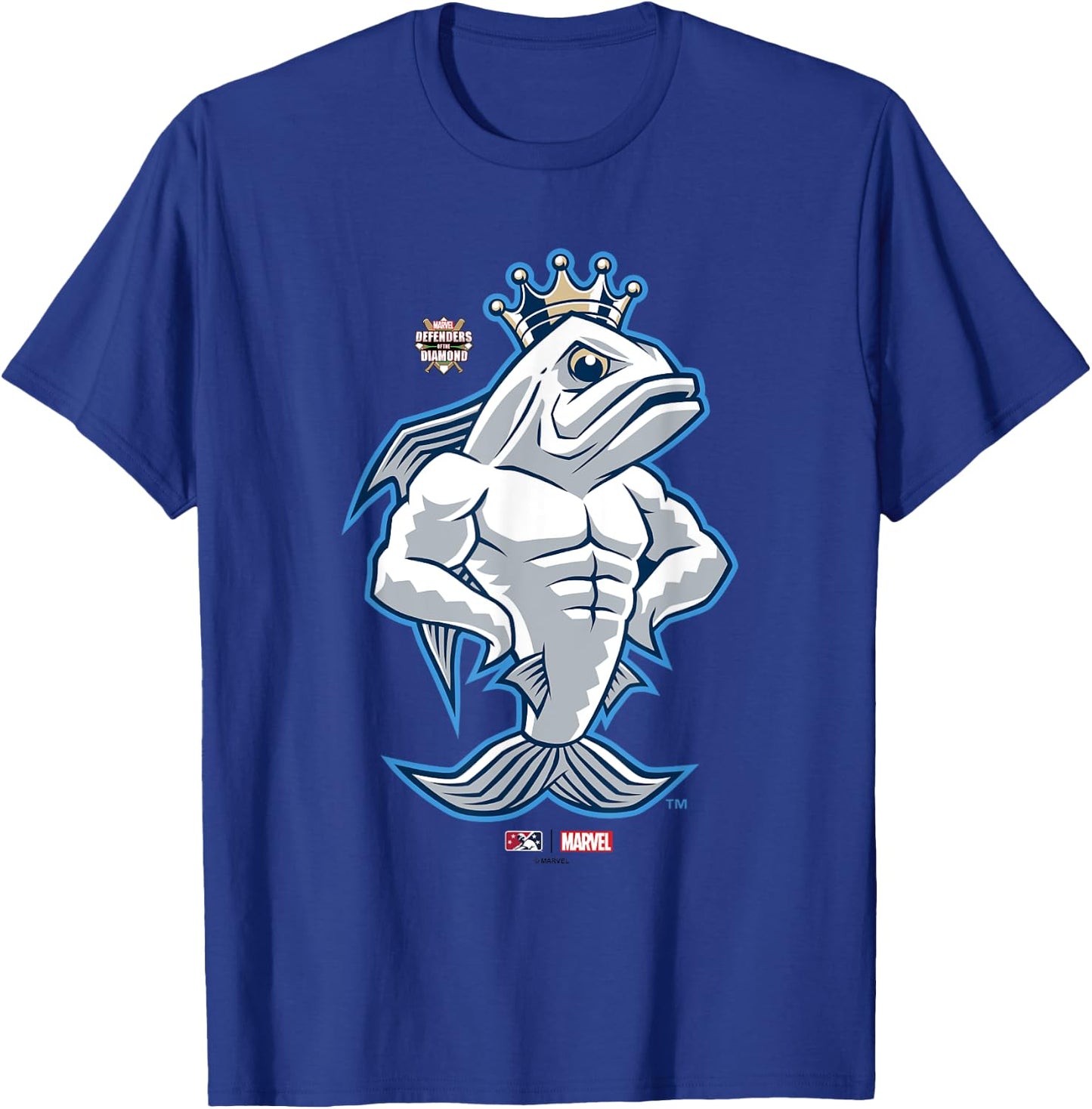 Marvel x MiLB Tampa Tarpons King Fish Mascot Portrait T-Shirt - T-Shirt | Royal
