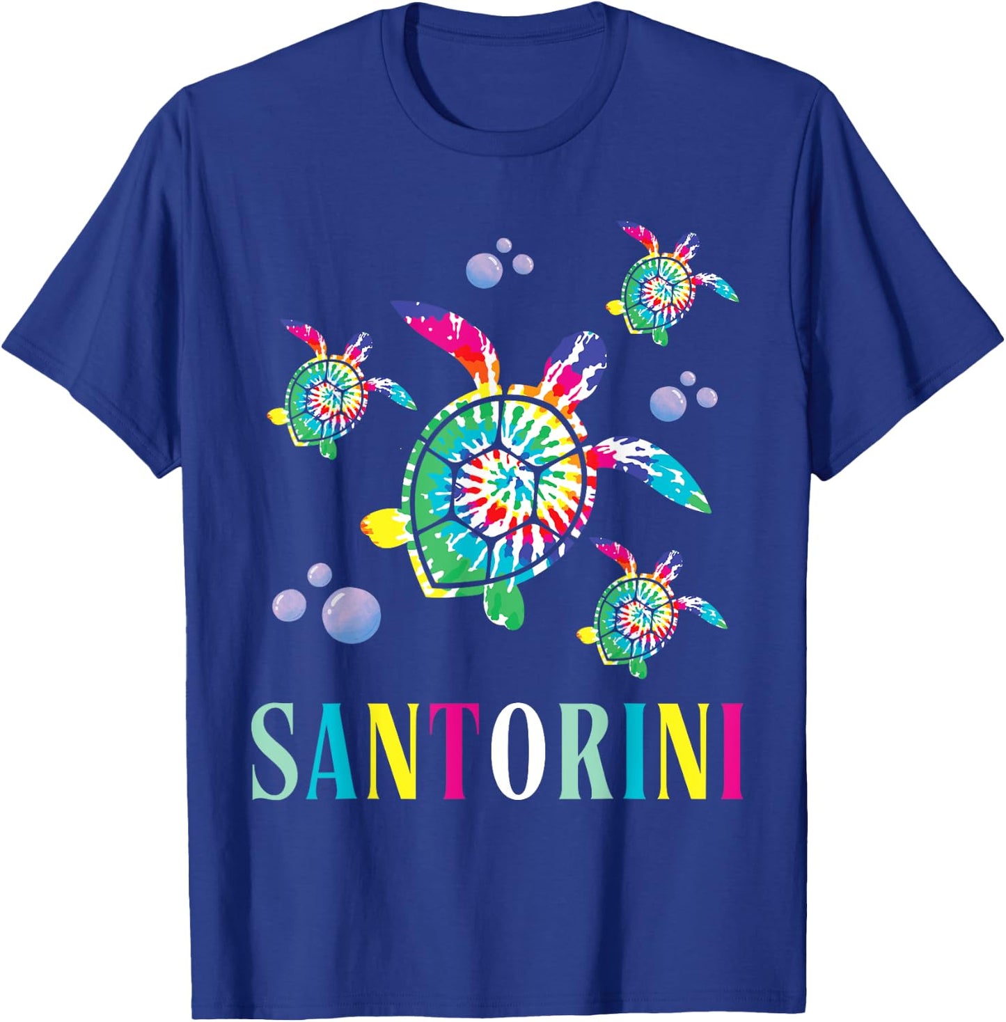 Santorini Tie Dye Sea Turtle Santorini Greece T-Shirt - T-Shirt | Royal