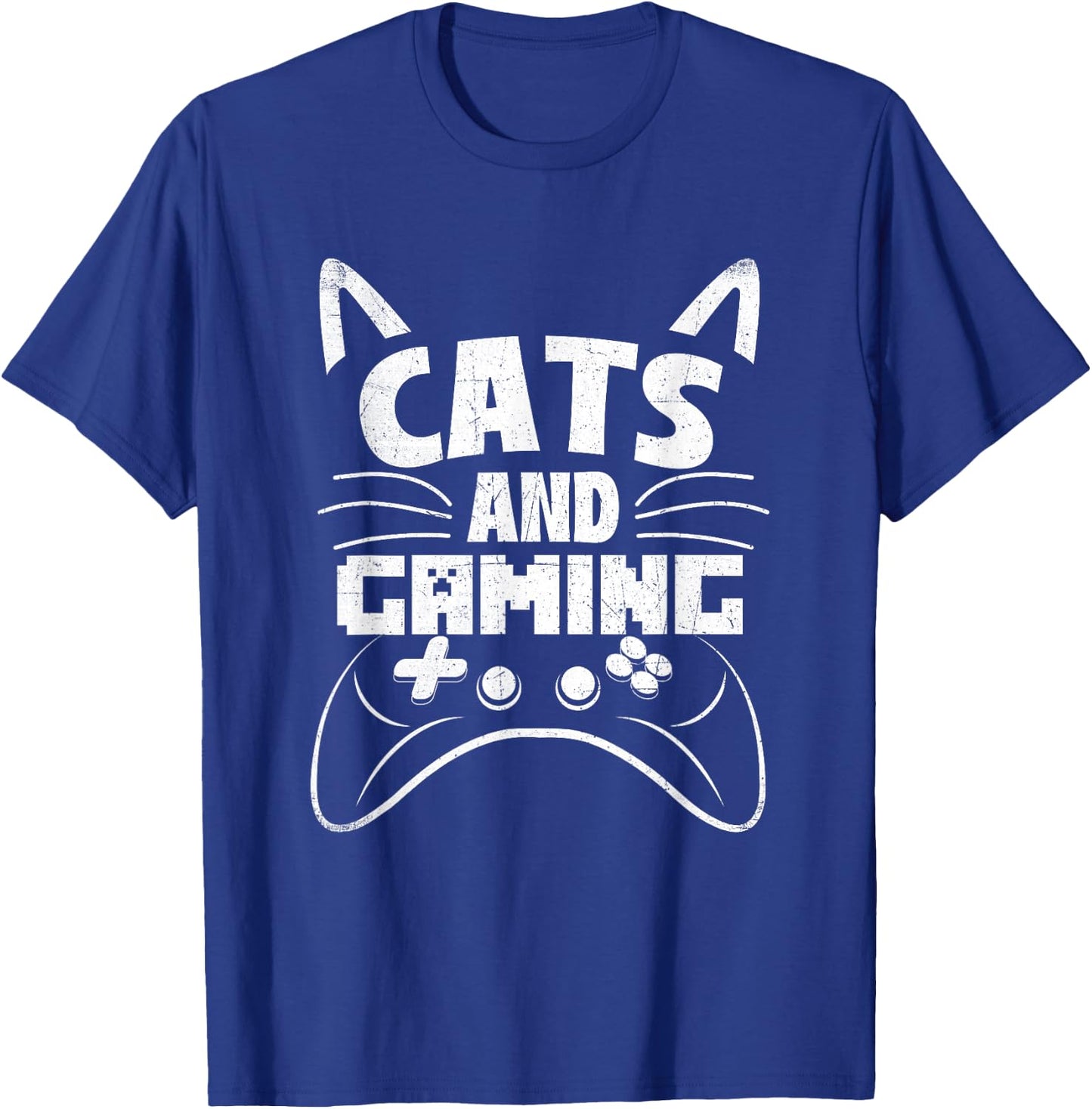 Funny Cat Shirts Cats And Gaming - Video Gamer Veterinarian Animal Pet Lover -Adults Black Short Sleeve Small T-Shirt - T-Shirt | Royal