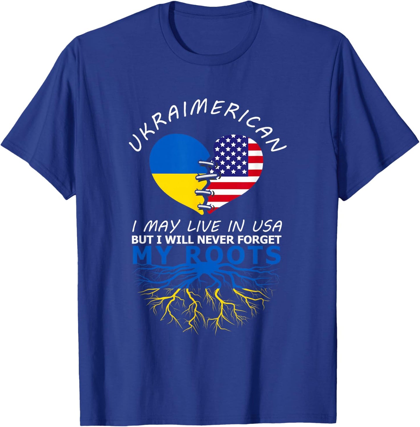 Ukraine USA Proud Of Both Countries Ukraimerican T-Shirt - T-Shirt | Royal