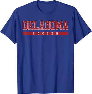 Oklahoma Soccer Red Vintage Text T-Shirt - T-Shirt | Royal