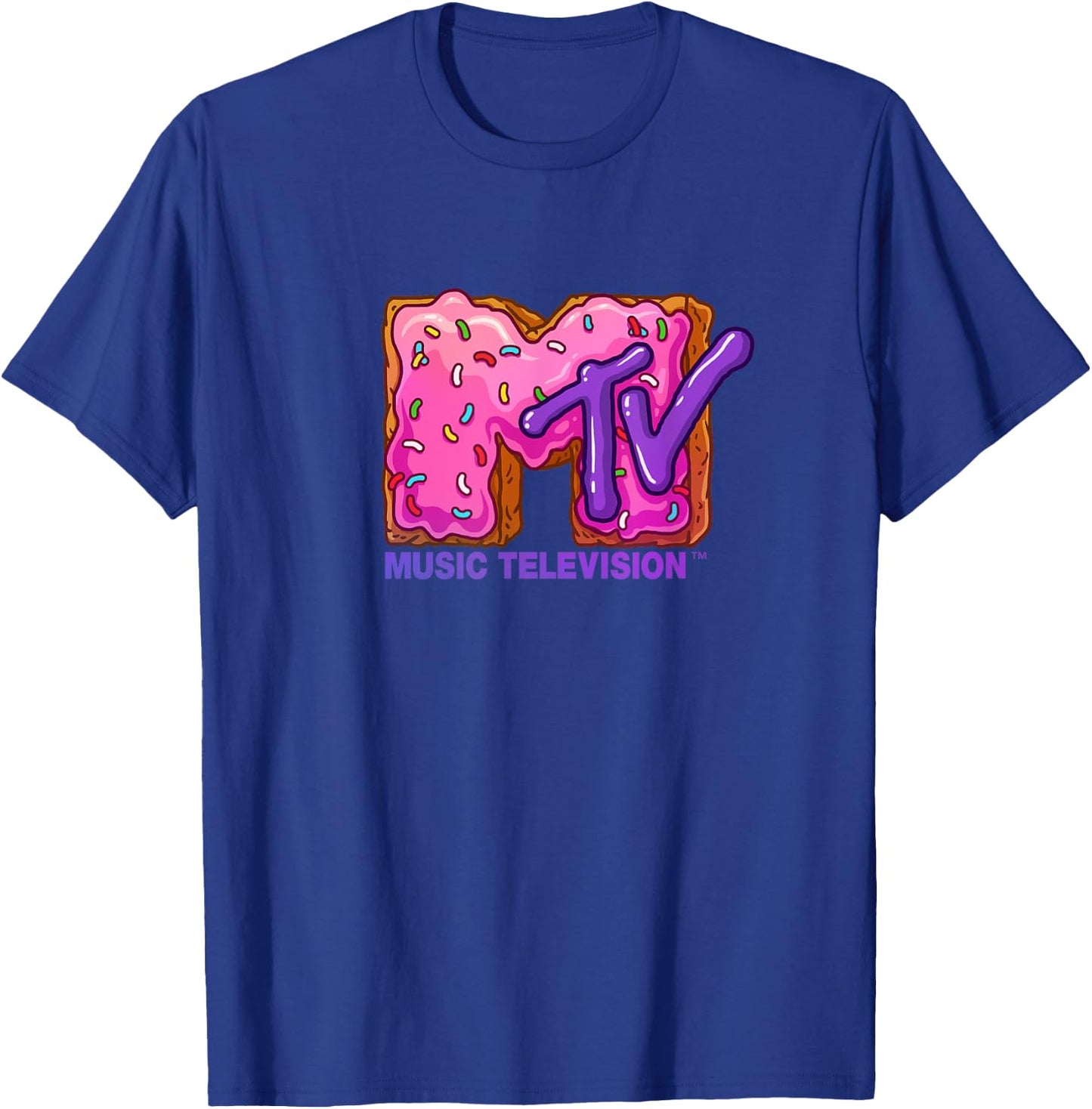 Mademark x MTV - The official MTV Logo with a pink sugar cream donut cake T-Shirt - T-Shirt | Royal