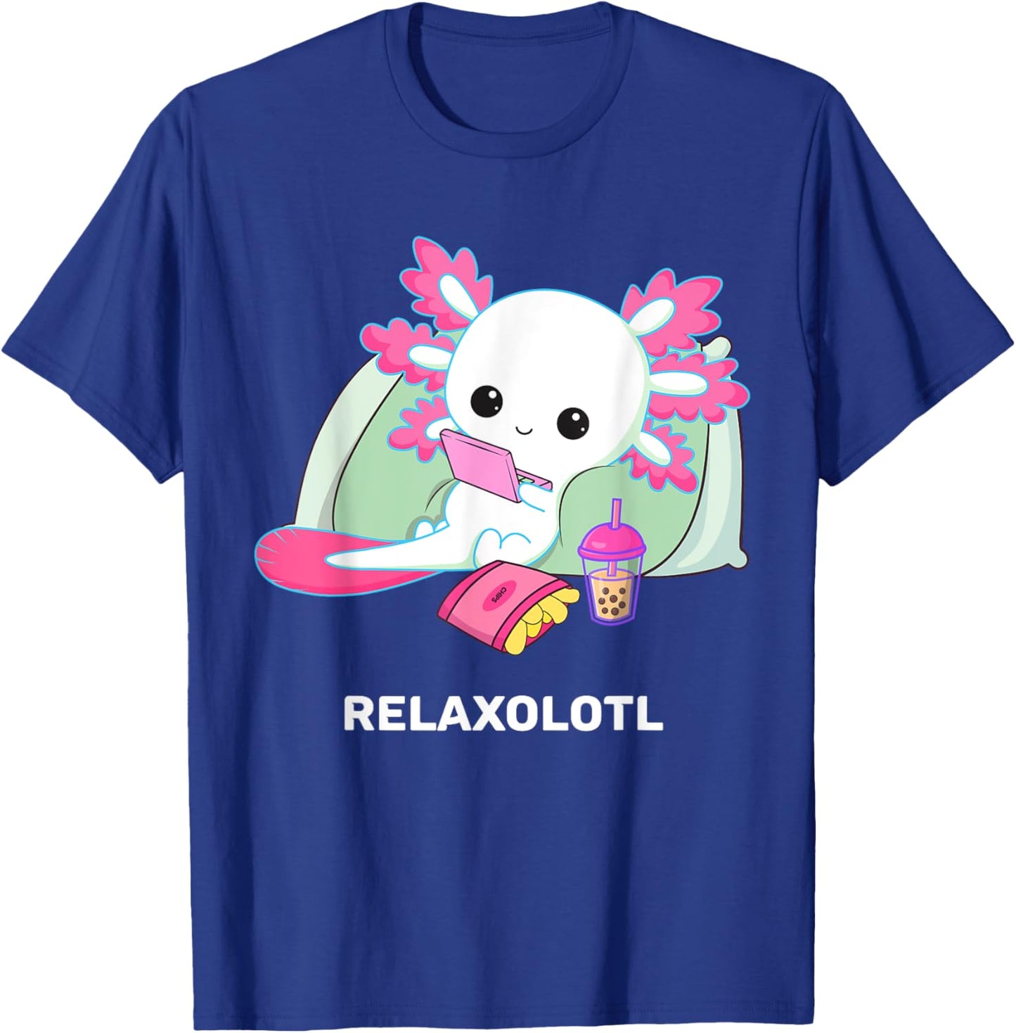 Cute Axolotl Lover Mexican Salamander Relaxolotl T-Shirt - T-Shirt | Royal